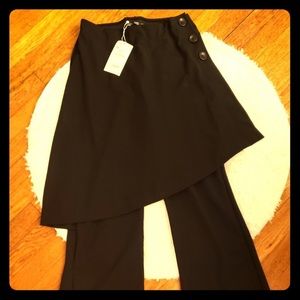 Zara Black Pants Layered With Midi Skirt -